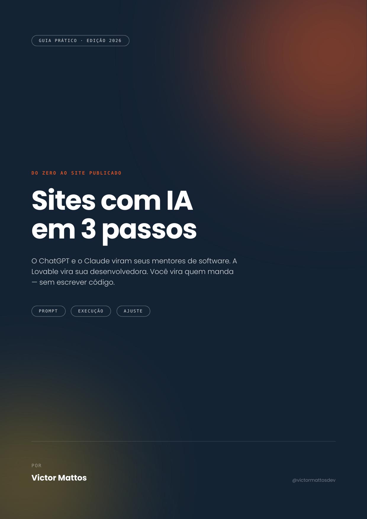 Capa do ebook Sites com IA em 3 passos, por Victor Mattos